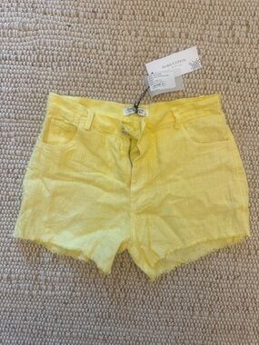 Haris Cotton Yellow 100% Linen Women's Shorts